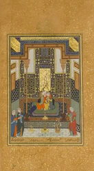 Ślub Khusrau i Shirin, Folio 104 z Kwintetu Khamsa z Nizami, AH 931 AD. 1524-25. Twórcy: Sultan Muhammad Nur, Mahmud Muzahhib, Shaikh Zada.