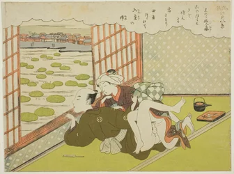 Wieczorna kochanka w Ueno (Ueno no bansho), z serii „Osiem modnych widoków Edo (Furyu Edo hakkei)”