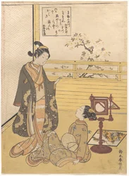 Sztuki orientalne: Z serii Six Tama River par Harunobu, Suzuki (1724-1770). Drzeworyt kolorowy, 27,3x19,7. Prywatna kolekcja