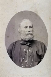 Giuseppe Garibaldi (1807-1882), włoski polityk. Około 1875 r. Fotografia warsztatu Lacomée i Lacroix. Genewa.