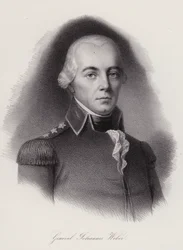 Johann Weber, szwajcarski generał zginął w bitwie pod Frauenfeld (grawerowanie)