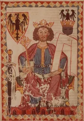SM. Kumpel. zalążek. 848 Król Henryk, ilustracja z Kodeksu Manesse, zbiór dworskich pieśni miłosnych, prawdopodobnie z Zurychu, ok. 1300-20