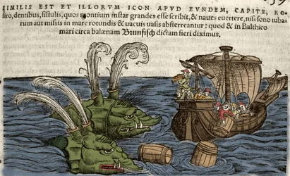 Morskie potwory, ilustracja z „Historii Animalium” Conrada Gesnera