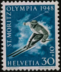 Znaczek upamiętniający Zimowe Igrzyska Olimpijskie w 1948 r.