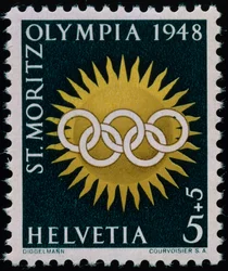 Znaczek upamiętniający Zimowe Igrzyska Olimpijskie w 1948 r.