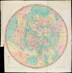 Wykres nieba dla szerokości geograficznej Londynu, Zwierciadło Uranii lub widok nieba, ok. 1825 r. (karta, papier, bibułka, rycina)