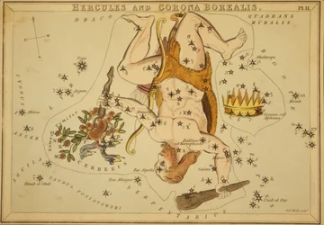 Hercules i Corona Borealis, ilustracja z „Zwierciadła Urania”