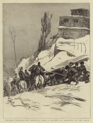 Canadian Sketches, the Dominian Force, a Battery of Artillery on the March 