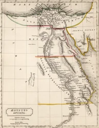 Mapa Aegyptus Antiqua (starożytnego Egiptu), narysowana i rytowana przez Sydney Hall, ok. 1826 r.