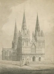 Katedra w Lichfield - Front Zachodni: rysunek w sepii, nd [1782]