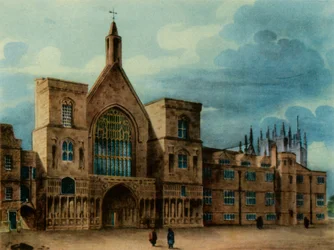 „Nowy dziedziniec pałacowy i wejście do Westminster Hall”, 1947.