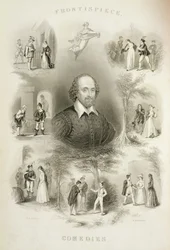 Frontispis do "Komedii", z "Dzieł wszystkich Szekspira", zrewidowanych przez J. O. Halliwella, rytowanych przez G. Greatbacha, XIX wiek
