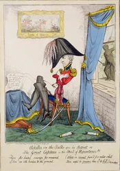 „Achilles w dąsach po odwrocie, czyli Wielki Kapitan na Stołku Pokuty”, wyd. G. Humphrey, 7 maja 1827 (kolorowa rycina)