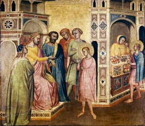 St. Eligius przed królem Clothar, ok. 1365 (tempera na drewnie)