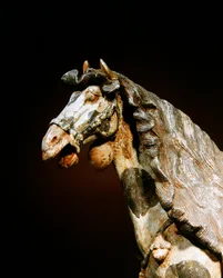 Fragment konia, koniec VII - początek VIII wieku (ceramika ze śladami pigmentu i złocenia)