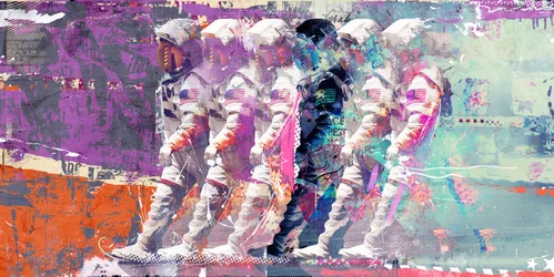 Astronaut Moonwalk, 2014 (media mieszane na płótnie)