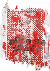 Tracy i jej przyjaciele, 2015 (kolaż na płótnie)