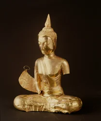Budda siedzący w medytacji (brak rąk) (złoto)