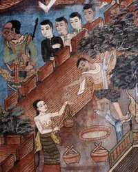 Fragment muralu w laikam Viharn w Wat Phra Singh