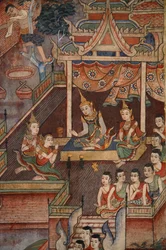 Fragment muralu w laikam Viharn w Wat Phra Singh