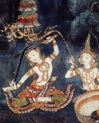 Siddhartha obcina włosy (malarstwo ścienne)