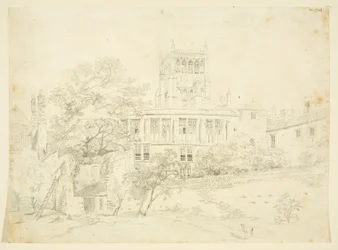 Ogród Front jednego z Prebendal Houses (ołówek i akwarela na papierze)