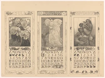 Kalendarze na lipiec, sierpień i listopad 1910