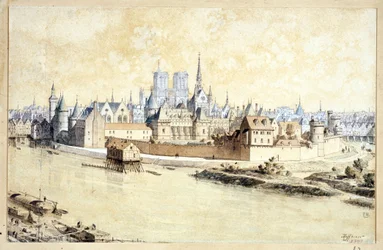 Pałac i miasto 1530 (Kompozycja retrospektywna) (pióro i tusz oraz akwarela na papierze)