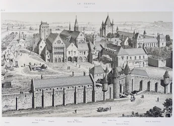 Widok świątyni w 1450, ilustracja z „Paryż przez wieki”, 1885