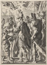 Aleksander Wielki przecinający węzeł gordyjski, XVII w.