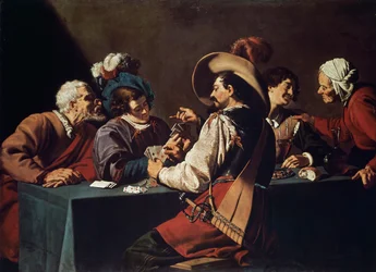 Gracze w karty, Theodor Rombouts (1597-1637), olej na płótnie. Flandria