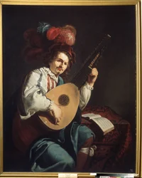 "Lutnista" Obraz Theodora Romboutsa (1597-1637) Regionalne Muzeum Sztuki XVII wieku, Winnica