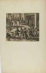 (Jacobus Almagrus a Ferdinando Pizarro Invincula Coniicitur in Carcere....) (z książki Americae, część szósta)