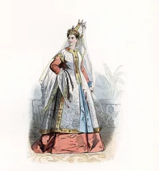Roxelane lub Russelazie lub Hurrem (z domu Anastasia Lisovska, ok. 1500-1558), niewolnica i żona Solimana I Wspaniałego (1494-1566) - Roxelana, żona sułtana Sulejmana Wspaniałego, po Theodore de Bry