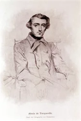 Portret Alexisa de Tocqueville. Litografia Chasseriau. 19 wiek.
