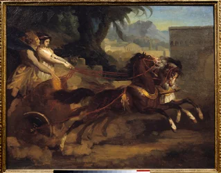 Starożytny wyścig czołgów Obraz Theodore Gericault (1791-1824) 1808 wym. 0,63x0,79 m Rouen, Musee des Beaux Arts