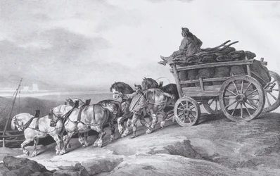 Wóz węglowy [sic.] ciągnięty przez konie, 1822.