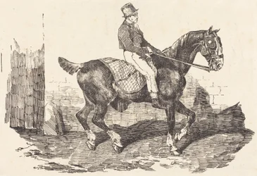 Służący na koniu powozowym (Cheval de carrosse monte par un palfrenier)