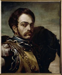 Portret oficera karabinierów. olej na płótnie