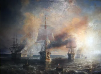 Francuski:  La flotte française se rendant de Cherbourg à Brest, 1858 r. Francuska flota płynąca z Cherbourga do Brestu, 1858 r.