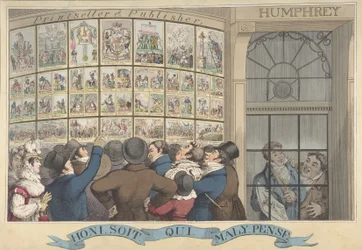 Honi. Więc ja. Qui. Mal. Y. Pense: The Caricature Shop of G. Humphrey, 27 St. James..., 12 sierpnia 1821.