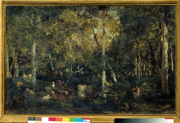 Drewniane wnętrze zwane Starą Bursą Bas-Breau (las Fontainebleau) Obraz Theodore Rousseau (1812-1887) 1836 nd. 0,65x1,03 m Paryż, Muzeum Orsay