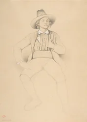 Mężczyzna w stroju tyrolskim, siedzący, palący fajkę, 1842.