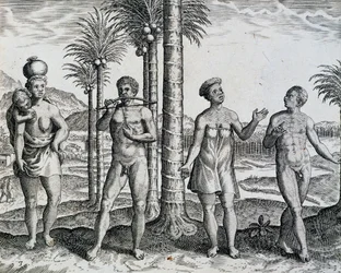 Rodzima Etiopia, z pracy India Orientalis grawerowanej przez Theodora de Bry (1528-1598), Afryka