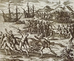 Hiszpański w Ameryce, Theodore De Bry, rycina