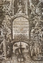 Indie Zachodnie lub Ameryka, Theodor de Bry (1528-1598), frontyspis, grawerowanie