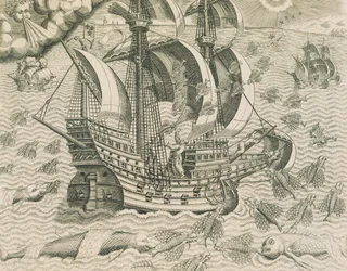 Skrzydlata ryba z mórz Indii, ilustracja z historii Ameryki autorstwa Theodore