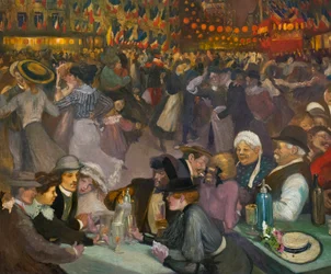 Taniec z okazji Dnia Bastylii (14 lipca) - Alexandre Theophile Steinlen (1859-1923) - fragment „Bal du 14 juillet”
