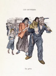 Robotnicy: strajkują w „W życiu” Steinlen 1901