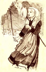 młody wieśniak - spinner - rysunek (detal) Steinlena (1859-1923) ilustrujący piosenkę „Dlaczego file tu? „” - koniec XIX wieku